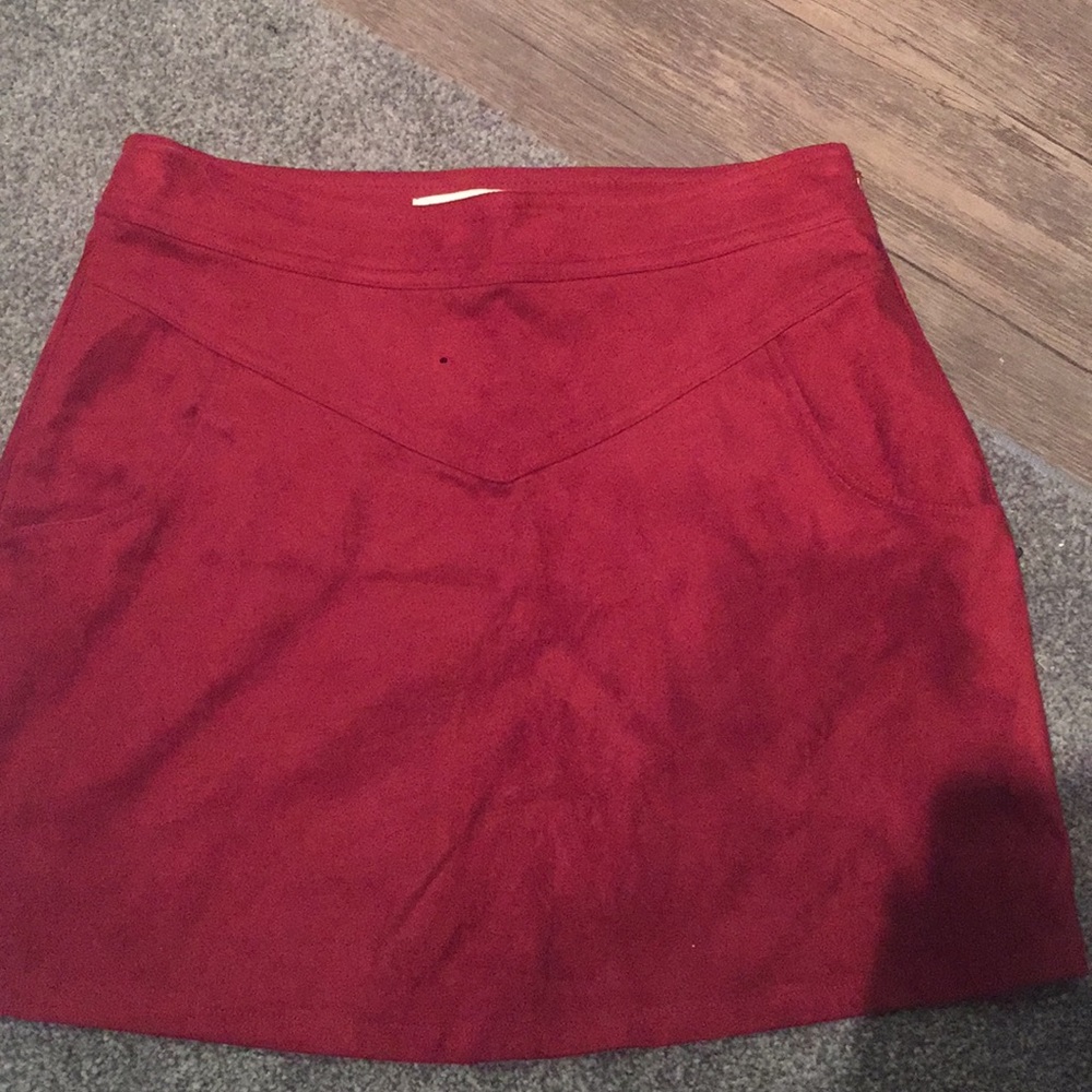Deep Red Suede Forever 21 Skirt
